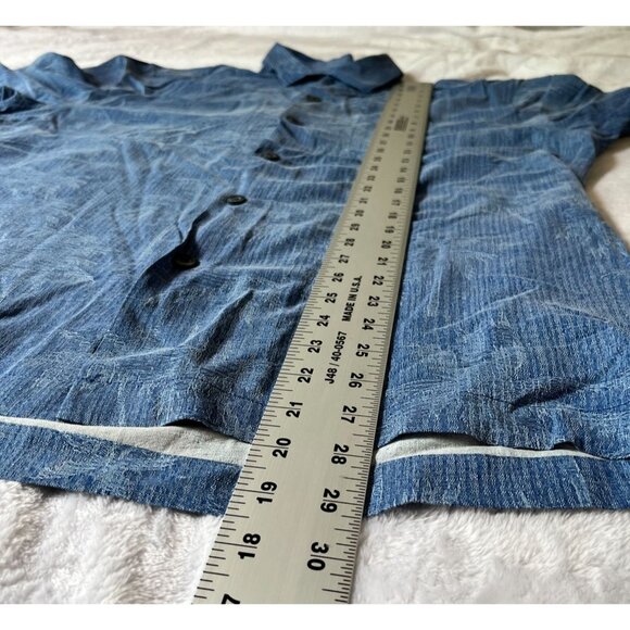 Tommy Bahama Mens Blue Palm Tree Print Short Sleeve Button-Up Shirt Large Casual - Picture 8 of 11